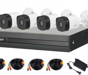 DAHUA KITXVR1B04-I1MP-2.8 - Kit de 4 canales con cámaras B1A11 de 1 mp, lente de 2.8mm y 93°. Soporta 4 canales más 1 IP o hasta 5 canales IP,SMD